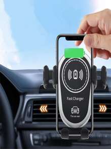 1入組汽車無線充電器通風口手機支架(不含數據線) - 黑色 - 查看 1