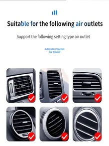 1入組汽車無線充電器通風口手機支架(不含數據線) - 黑色 - 查看 6