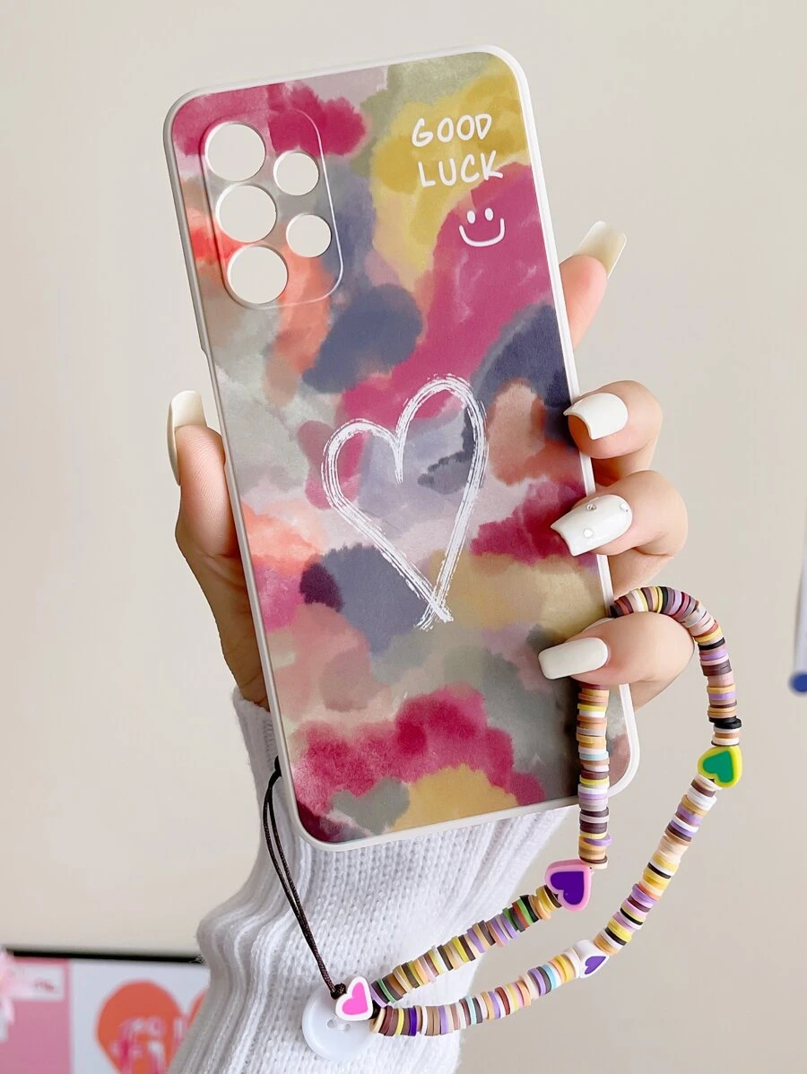 Heart Pattern Phone Case With Lanyard Compatible With IPhone15/15Plus/15Pro/15Promax,International Version, Not The Domestic Version - Multicolor - View 1