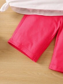 女大童汽車字母印花休閒甜美酷感街頭服飾常規袖圓領 2入組套夏季服裝 - 彩色 - 查看 6