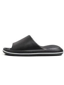 Fashionable Slides For Men, Minimalist Single Band Slippers - Black - View 3
