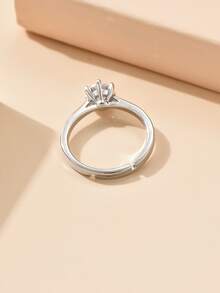 方晶鋯石裝飾戒指 - 銀色 - 查看 2
