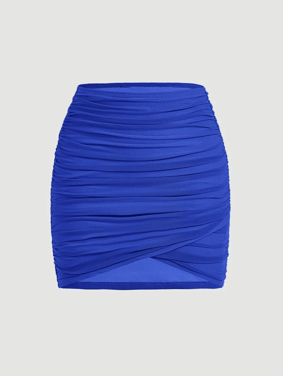 SHEIN MOD Jupe Unicolore À Ruché Croisé En Tulle