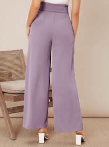 Firerie Solid Belted Wide Leg Trousers - Lilac Purple - View 2