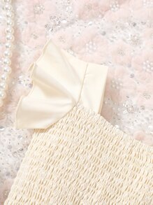 Baby Girl Ruffle Trim Square Neck Shirred Top & Shorts - Multicolor - View 4