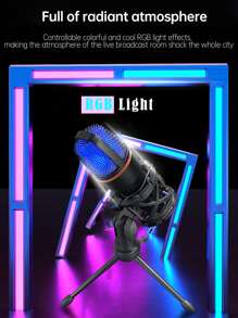 适用于笔记本电脑的USB接口RGB电容式麦克风 - 黑色 - 查看 6