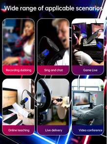 适用于笔记本电脑的USB接口RGB电容式麦克风 - 黑色 - 查看 4