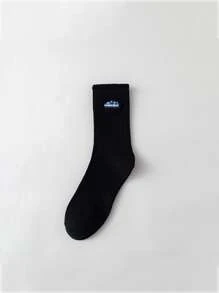 1 par Calcetines de tripulación al azar montaña & con bordado de letra - Multicolor - Ver 4