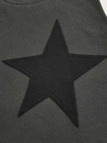 SHEIN ICON 星星印花高領背心上衣 - 深灰色 - 查看 3