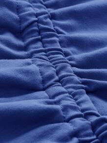 SHEIN ICON 抽繩褶邊頭巾下擺抹胸上衣 - 寶藍色 - 查看 3