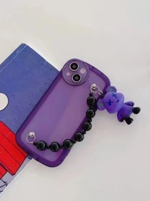 帶掛繩的熊裝飾手機殼，適用於 iPhone 11、iPhone 13、iPhone 14 Pro Max，搖滾風格 - 紫色 - 查看 4