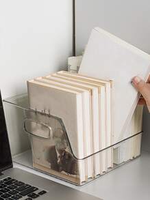 1 Pieza Pequeño Soporte De Libros Transparente Y Caja De Almacenamiento Para El Escritorio Del Estudiante, Estilo Ins - transparente - Ver 1