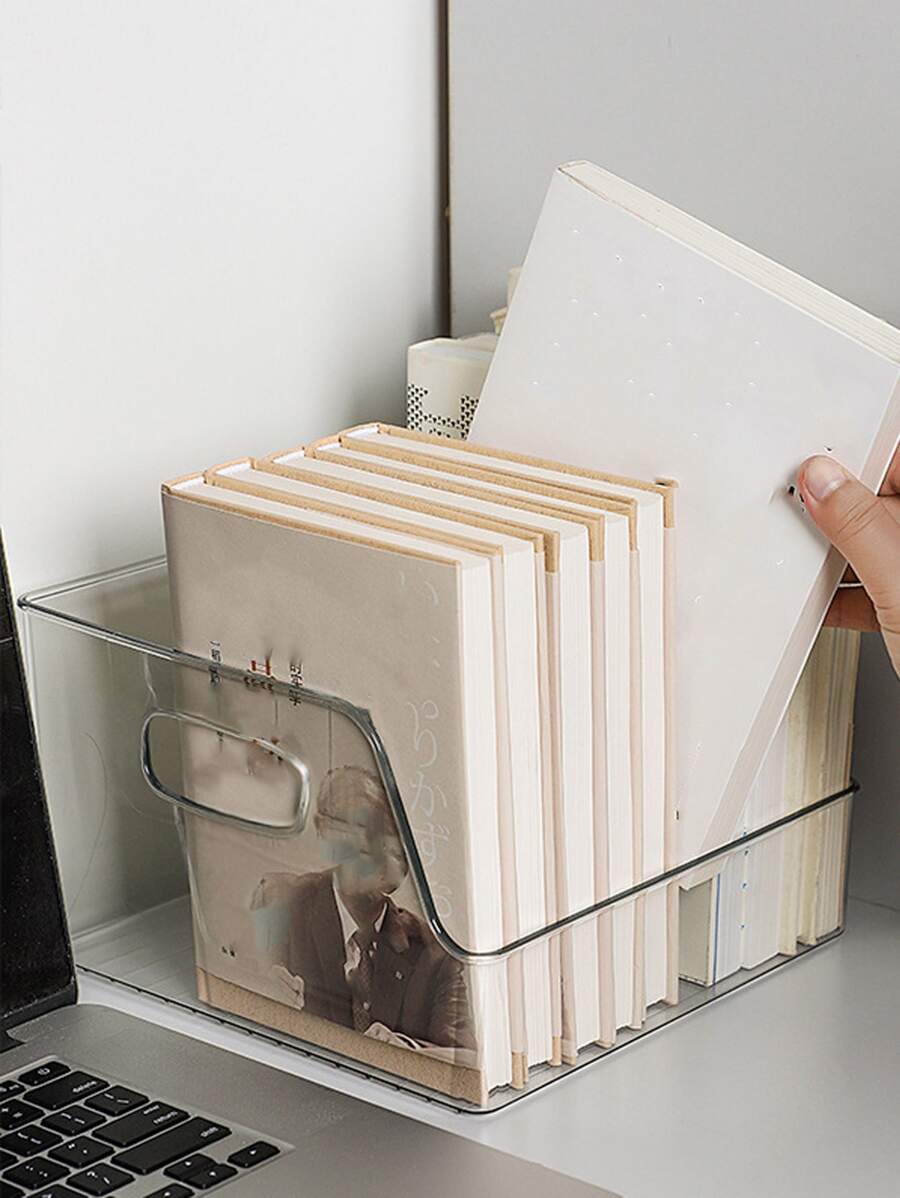 1 Pieza Pequeño Soporte De Libros Transparente Y Caja De Almacenamiento Para El Escritorio Del Estudiante, Estilo Ins - transparente - Ver 1