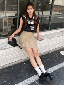 DAZY 實色鈕扣前衣服 - 黑色 - 查看 9