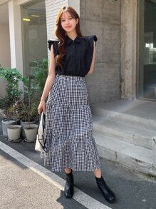 DAZY 實色鈕扣前衣服 - 黑色 - 查看 10