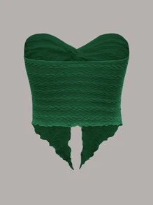 SHEIN ICON 前扭結下擺開叉抹胸上衣 - 墨綠色 - 查看 2