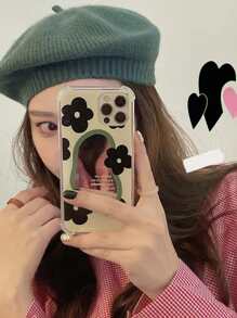 Flower Pattern Anti-fall Phone Case With Mirror - Multicolor - View 1