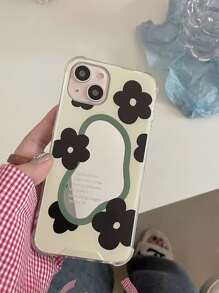 Flower Pattern Anti-fall Phone Case With Mirror - Multicolor - View 5