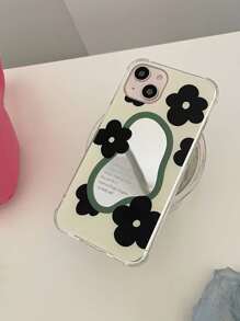 Flower Pattern Anti-fall Phone Case With Mirror - Multicolor - View 7