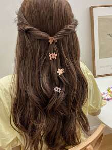 50pcs Random Color Solid Cute Flower Y2K Hair Claw Hair Accessories,Claw Clips,Hair Jaw Clip,Hair Clutch, School Stuff, College Fall Winter Hair Clip For Vacation Outfits Woman Summer - Multicolor - View 3