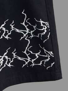 SHEIN Boys Graphic Print Drawstring Waist Shorts - Black - View 4