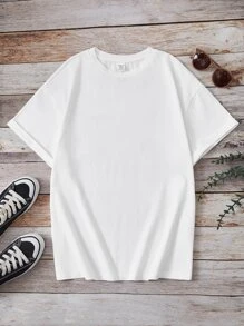 SHEIN Leap Crew 少女休闲卡通图案短袖T恤，适合夏季