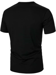 Manfinity Homme 男士短袖亨利衫拼色休闲夏季涤纶T恤 - 彩色 - 查看 2