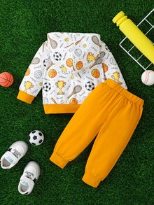 Bebé niño Pantalones deportivos con capucha con estampado de dibujos animados - Multicolor - Ver 2