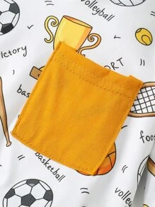 Bebé niño Pantalones deportivos con capucha con estampado de dibujos animados - Multicolor - Ver 3