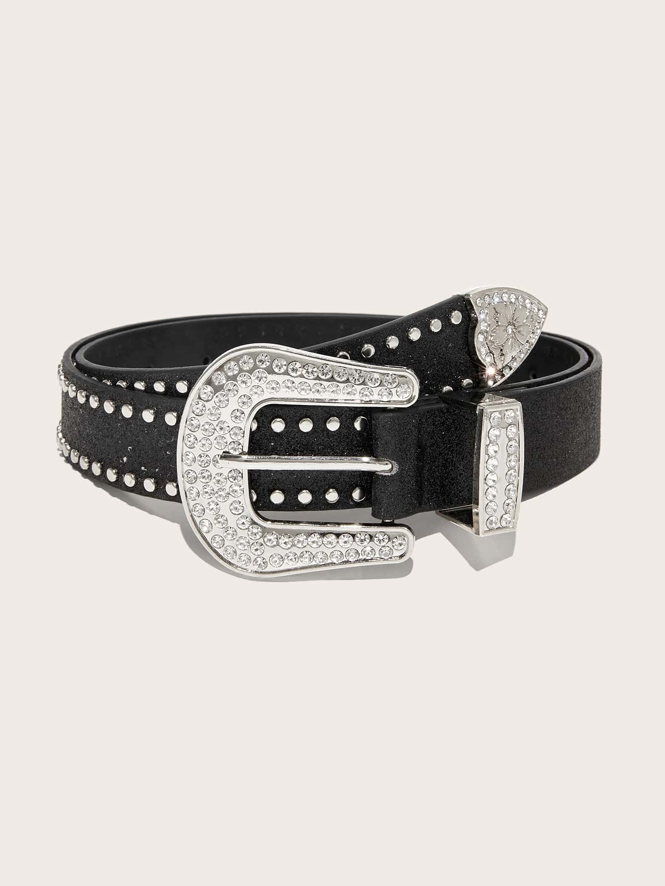 Studded Decor Western Belt - Black - View 1