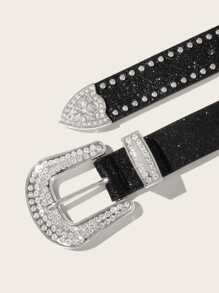 Studded Decor Western Belt - Black - View 3