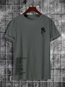 Manfinity Homme Áo thun & Áo lót Nam Hoa Slogan Giải trí - Màu xám đen - Xem 1