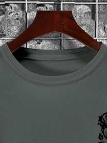 Manfinity Homme Áo thun & Áo lót Nam Hoa Slogan Giải trí - Màu xám đen - Xem 3