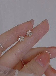 CHOSHILAR Cubic Zirconia Flower Stud Earrings Valentines - Multicolor - View 5