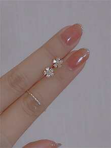 CHOSHILAR Cubic Zirconia Flower Stud Earrings Valentines - Multicolor - View 6