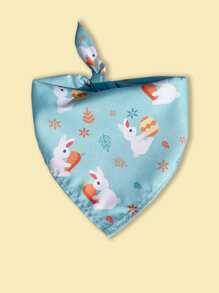 1 pieza Pañuelo para mascotas Huevo de Pascua & con estampado de conejo - Celeste - Ver 1