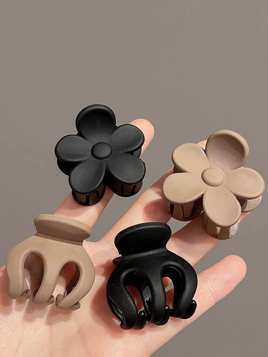 4pcs Flower Design Hair Claw - Multicolor - View 1