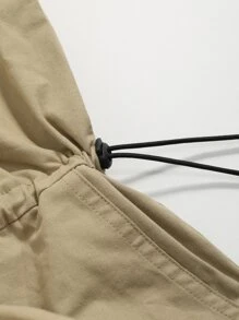 DAZY Solid Button Front Shirt Jumpsuit Overalls - Khaki - View 3