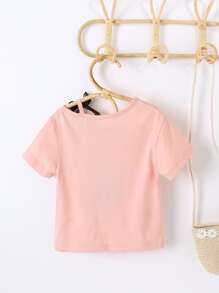 Toddler Girls Figure Graphic Contrast Mesh Tee - Pink - View 2