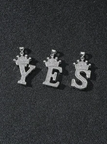 1 Miếng Nam Lá thư & Vương miện Vòng cổ mặt dây chuyền , Đối với Đồ trang sức Qủa tặng Và Buổi tiệc - Bạc - Xem 2