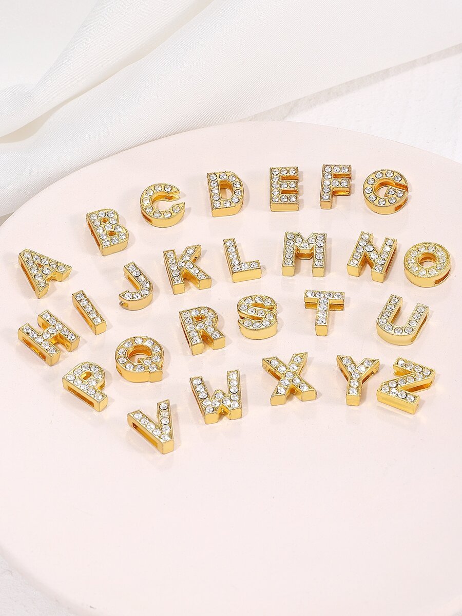 1入組水鑽字母DIY吊墜 - 金黃色 - 查看 1