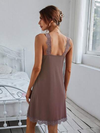 Kanten Solid Sleep Dress Pajama view 2