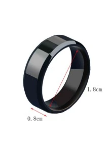 時尚流行男士簡約戒指不銹鋼，適合珠寶禮物和時尚外觀 - 黑色 - 查看 5