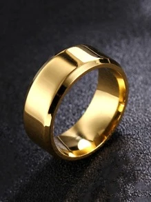 Fashionable And Popular Men Minimalist Ring Stainless Steel For Jewelry Gift And For A Stylish Look - Yellow Gold - View 1