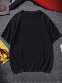 Manfinity Hypemode Men Japanese Letter & Mountain Print Tee - Black - View 2