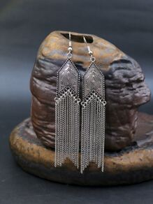 TopHanqi Metal Tassel Drop Earrings