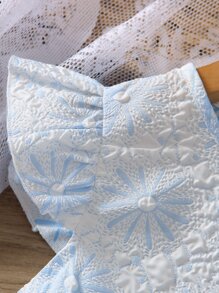 SHEIN 年輕女孩提花荷葉邊蝴蝶前襟裙,附帶手提袋