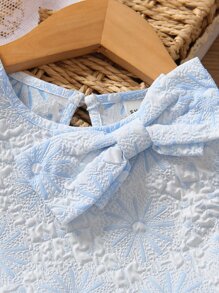 SHEIN 年輕女孩提花荷葉邊蝴蝶前襟裙,附帶手提袋