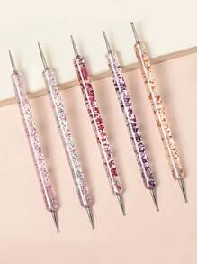 美甲襯墊套刷,5入組雙頭指甲點鑽筆,UV凝膠繪畫指甲設計毛筆,指甲點畫筆刷成套工具美甲工具,雙頭美甲襯墊畫筆,適用於家庭使用和專業美甲沙龍