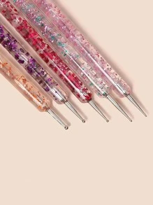 美甲襯墊套刷,5入組雙頭指甲點鑽筆,UV凝膠繪畫指甲設計毛筆,指甲點畫筆刷成套工具美甲工具,雙頭美甲襯墊畫筆,適用於家庭使用和專業美甲沙龍